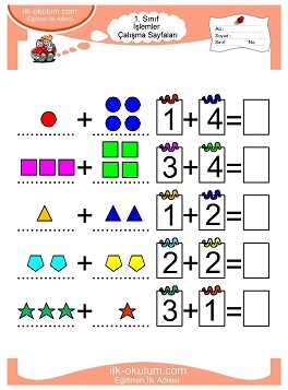 Çocuklar İçin toplam işlemi yaprak testleri 